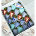 20pcs Purple Marble (Bluish), Blue & Bronze Chocolate Strawberries Gift Box
